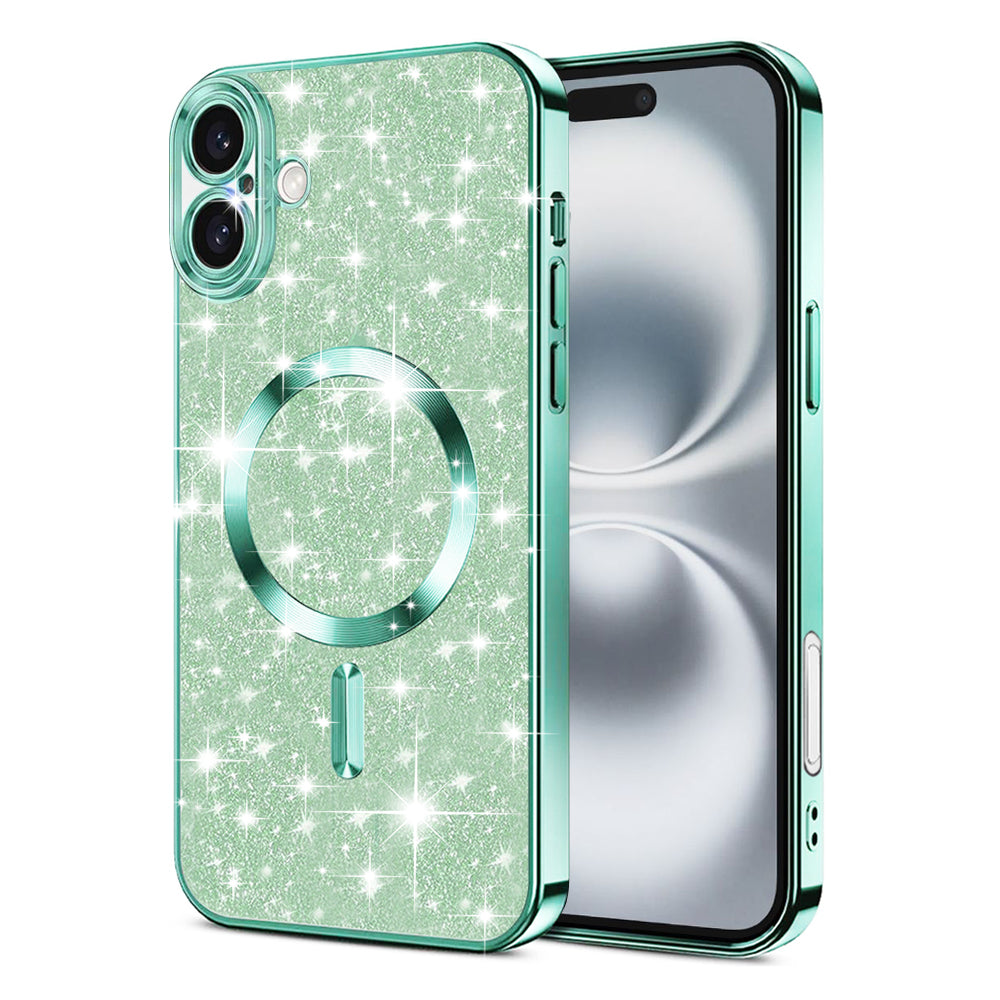 Θήκη MagSafe για Apple iPhone 16 Plus, Techsuit, Luxury Glitter, Ανοιχτό Πράσινο