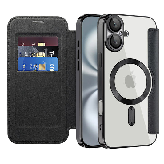 Θήκη MagSafe για Apple iPhone 16 Plus, Techsuit, SmartMag Book, Μαύρο