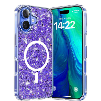Θήκη MagSafe για Apple iPhone 16 Plus, Techsuit, Sparkly Glitter, Μωβ