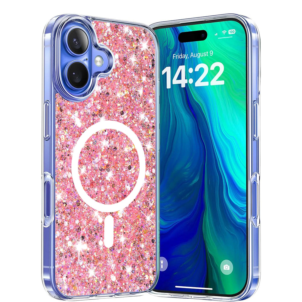 Θήκη MagSafe για Apple iPhone 16 Plus, Techsuit, Sparkly Glitter, Ροζ