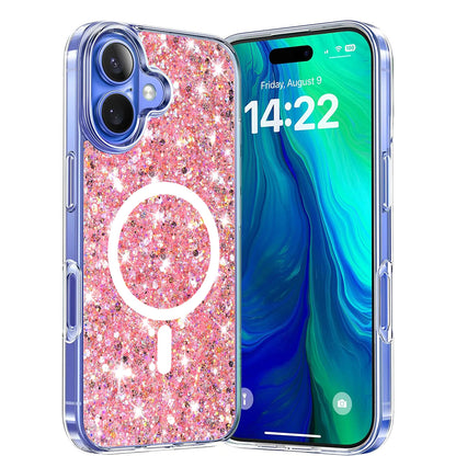 Θήκη MagSafe για Apple iPhone 16 Plus, Techsuit, Sparkly Glitter, Ροζ