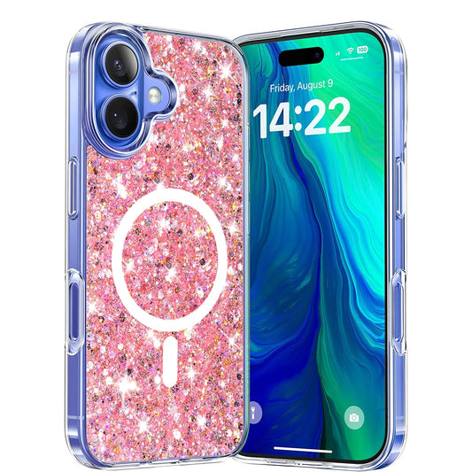 Θήκη MagSafe για Apple iPhone 16 Plus, Techsuit, Sparkly Glitter, Ροζ