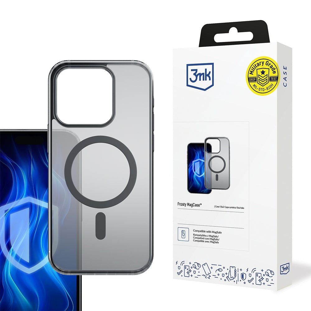 Θήκη MagSafe για Apple iPhone 16 Pro, 3MK, Frosty MagCase, Μαύρη Σατινέ