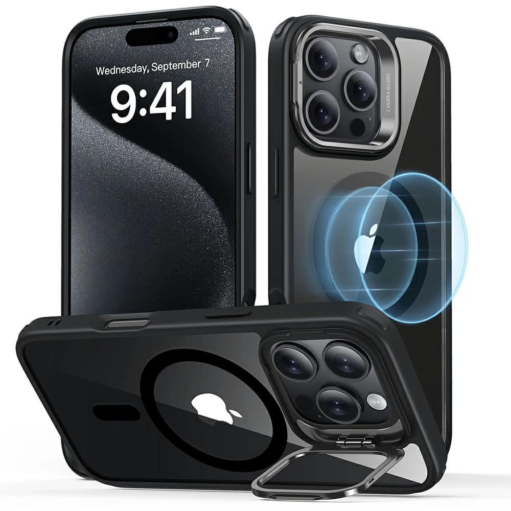 Θήκη MagSafe για Apple iPhone 16 Pro, ESR, Classic Hybrid Kickstand, Διάφανη Μαύρη