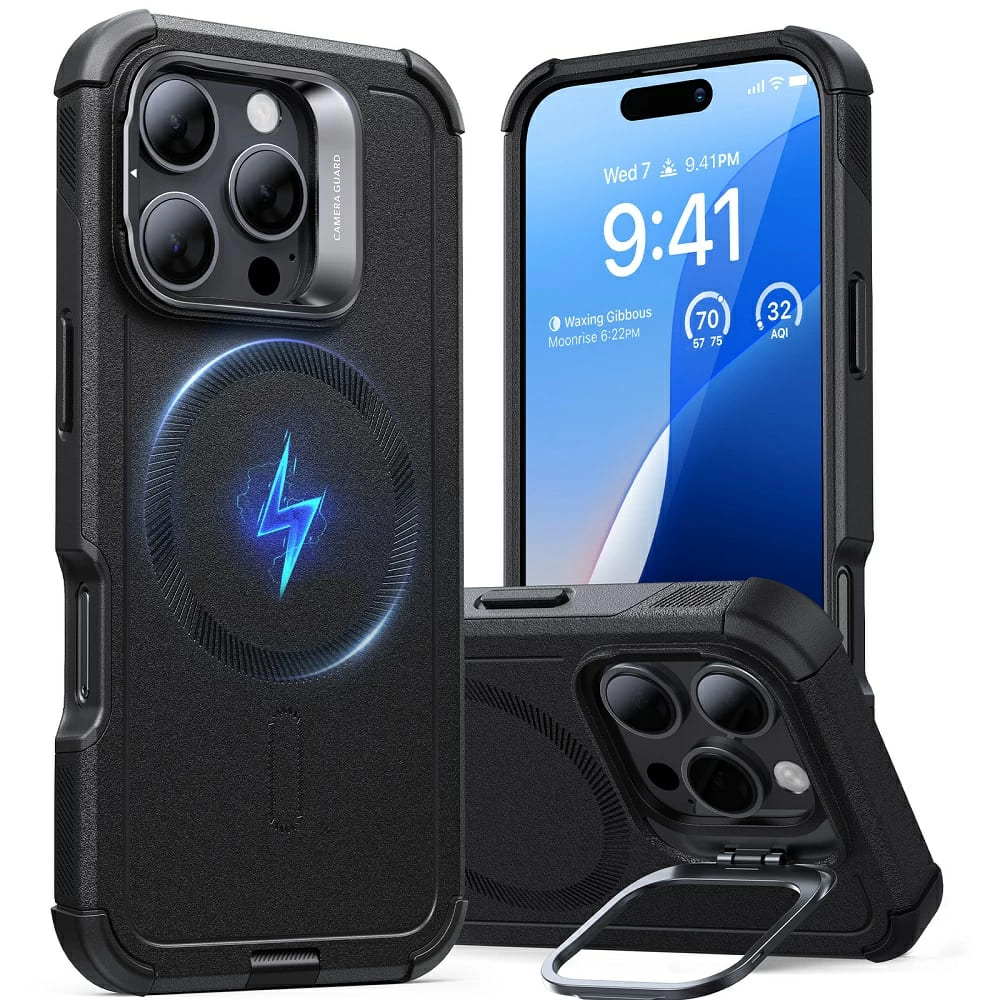 Θήκη MagSafe για Apple iPhone 16 Pro, ESR, Cyber Armor Kickstand, Μαύρη