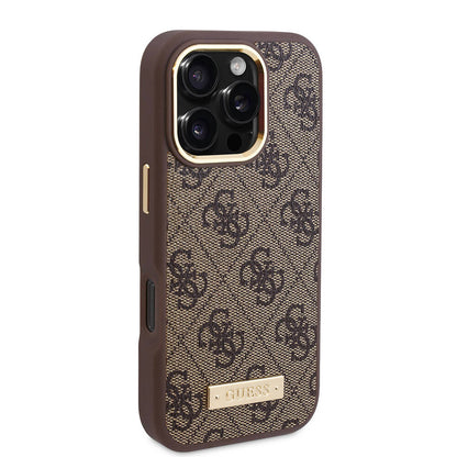 MagSafe Case for Apple iPhone 16 Pro, Guess, 4G Logo Plate, Black