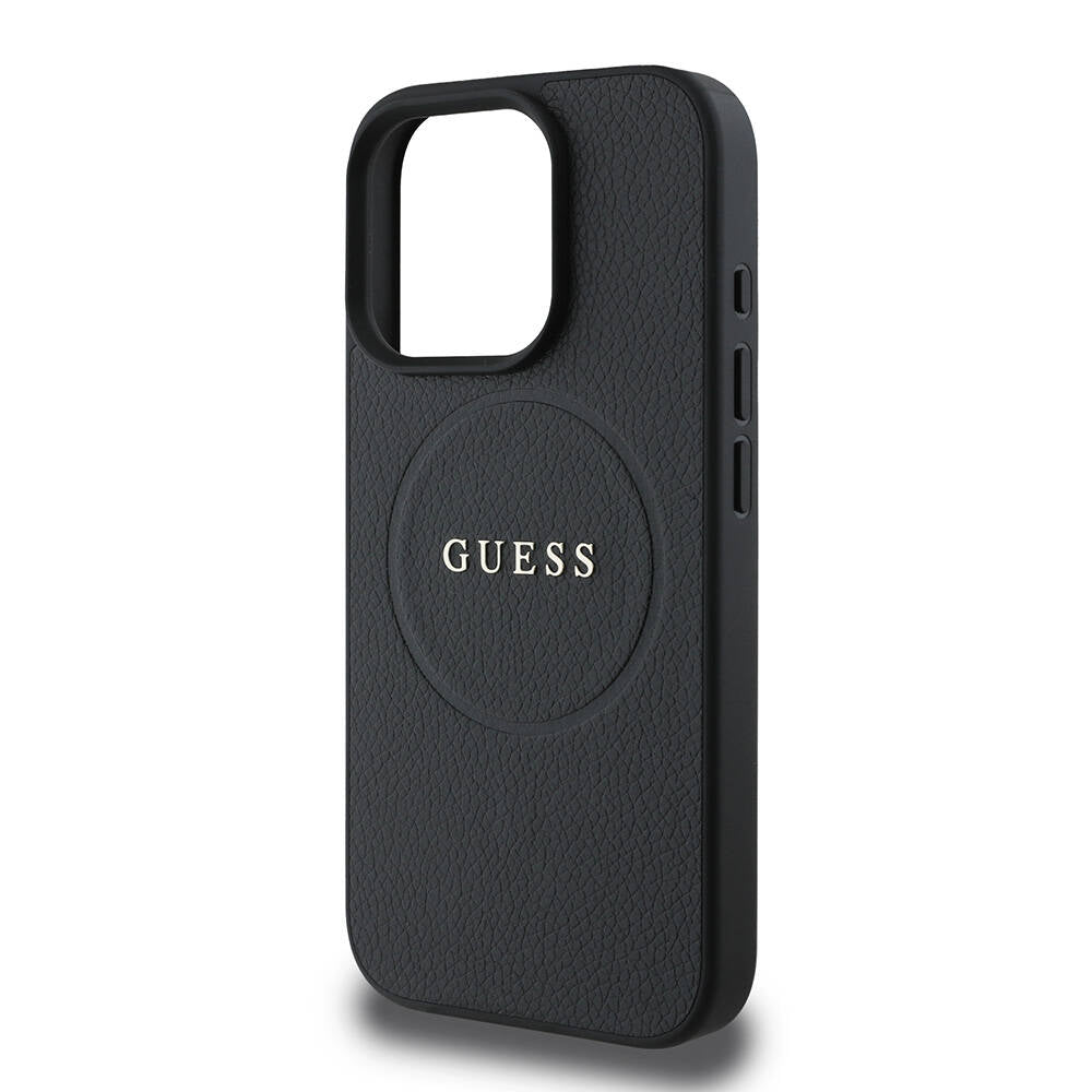 Θήκη MagSafe για Apple iPhone 16 Pro, Guess, Grained Gold Ring, Μαύρη