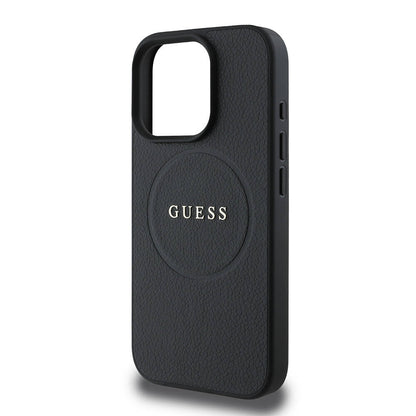 Θήκη MagSafe για Apple iPhone 16 Pro, Guess, Grained Gold Ring, Μαύρη