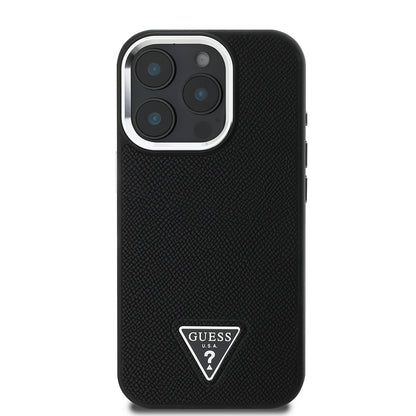 MagSafe Case for Apple iPhone 16 Pro, Guess, Grained Triangle Logo, Black