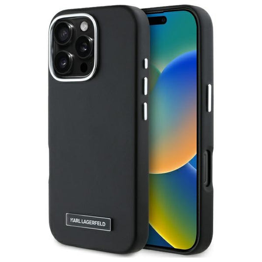 Θήκη MagSafe για Apple iPhone 16 Pro, Karl Lagerfeld, FW Metal Plate, Μαύρη