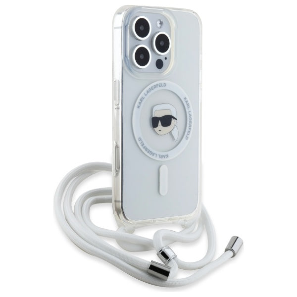 Θήκη MagSafe για Apple iPhone 16 Pro, Karl Lagerfeld, IML Crossbody Karl's Head, Διάφανη