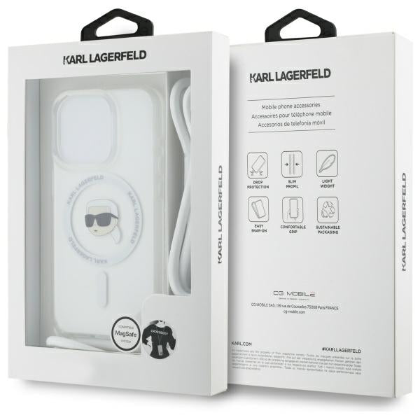 Θήκη MagSafe για Apple iPhone 16 Pro, Karl Lagerfeld, IML Crossbody Karl's Head, Διάφανη