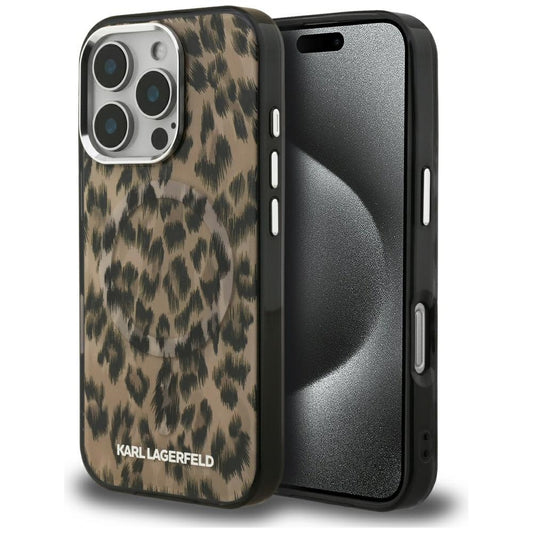 Θήκη MagSafe για Apple iPhone 16 Pro, Karl Lagerfeld, IML Leopard Pattern, Καφέ