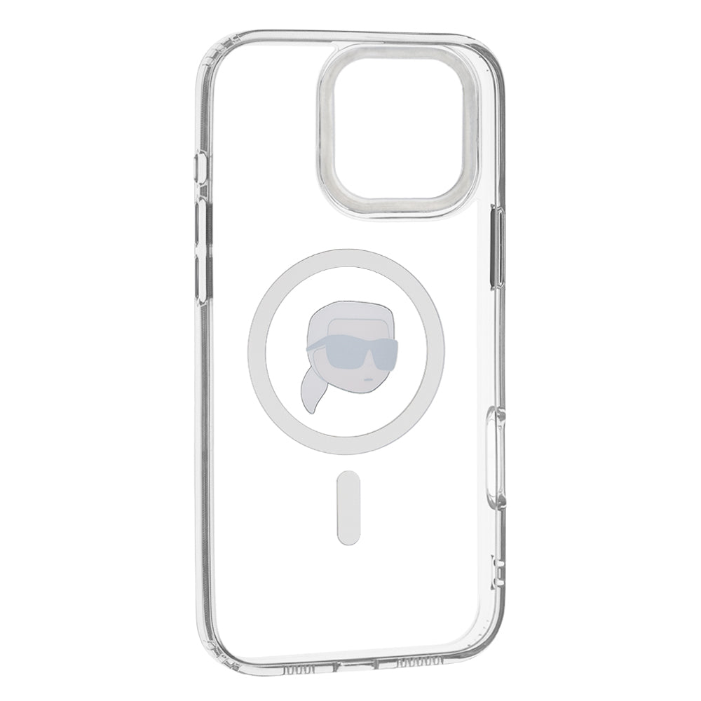 Θήκη MagSafe για Apple iPhone 16 Pro, Karl Lagerfeld, IML Metal Karl's Head, Λευκή