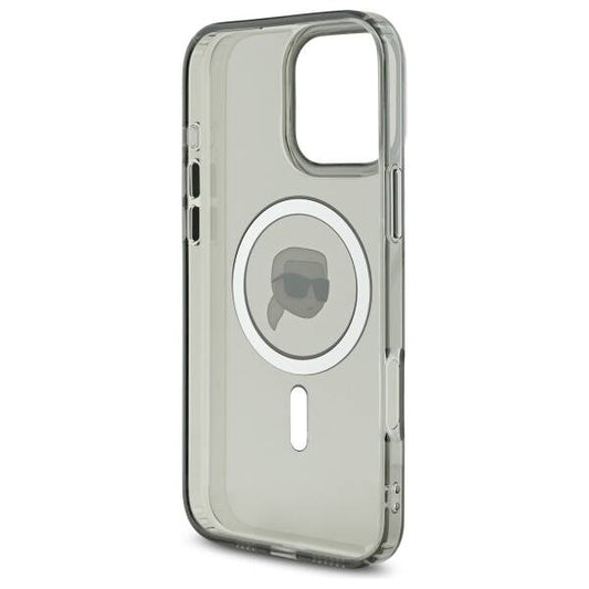 MagSafe Case for Apple iPhone 16 Pro, Karl Lagerfeld, IML Metal Karl's Head, Black