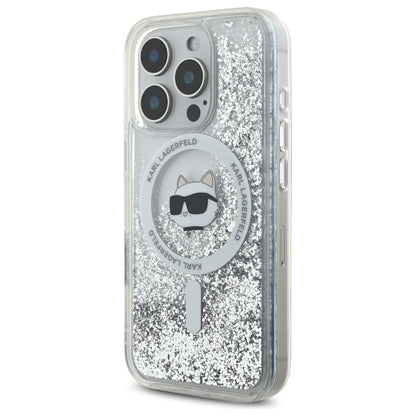 Θήκη MagSafe για Apple iPhone 16 Pro, Karl Lagerfeld, Liquid Glitter Choupette's Head, Διαφανής