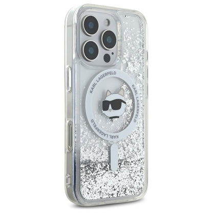 Θήκη MagSafe για Apple iPhone 16 Pro, Karl Lagerfeld, Liquid Glitter Choupette's Head, Διαφανής