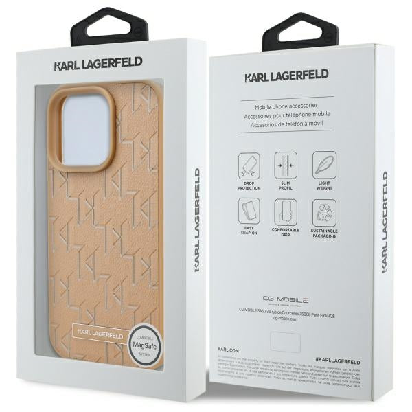 Θήκη MagSafe για Apple iPhone 16 Pro, Karl Lagerfeld, Monogram Metal Logo, Μπεζ