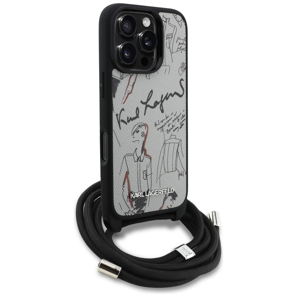 Θήκη MagSafe για Apple iPhone 16 Pro, Karl Lagerfeld, Saffiano Crossbody, Γκρι