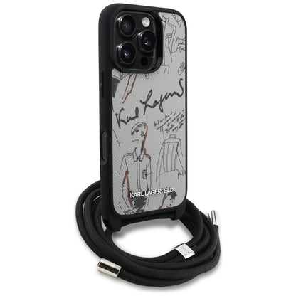 Θήκη MagSafe για Apple iPhone 16 Pro, Karl Lagerfeld, Saffiano Crossbody, Γκρι