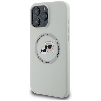 Θήκη MagSafe για Apple iPhone 16 Pro, Karl Lagerfeld, Σιλικόνη Karl & Choupette's Heads, Μπεζ