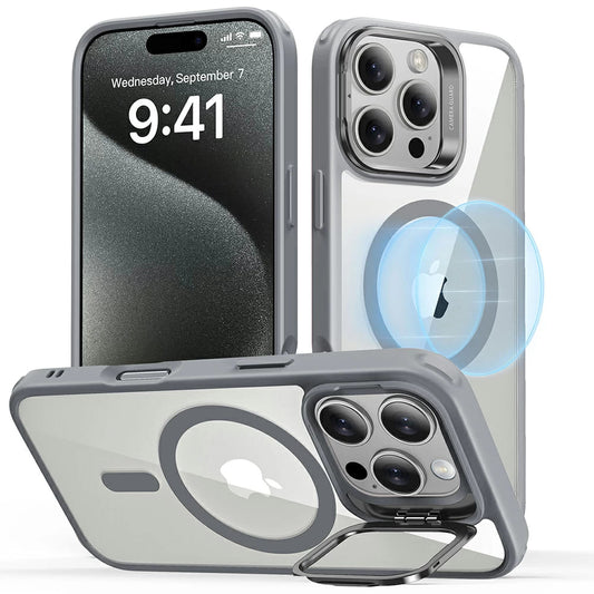 MagSafe Case for Apple iPhone 16 Pro Max, ESR, Classic Hybrid Kickstand, Transparent Gray
