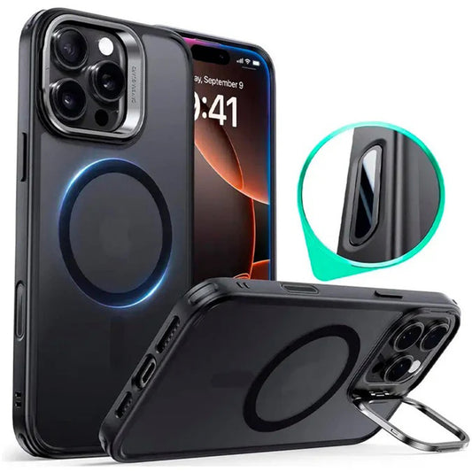 MagSafe Case for Apple iPhone 16 Pro Max, ESR, Classic Hybrid Kickstand Slide, Satin Black