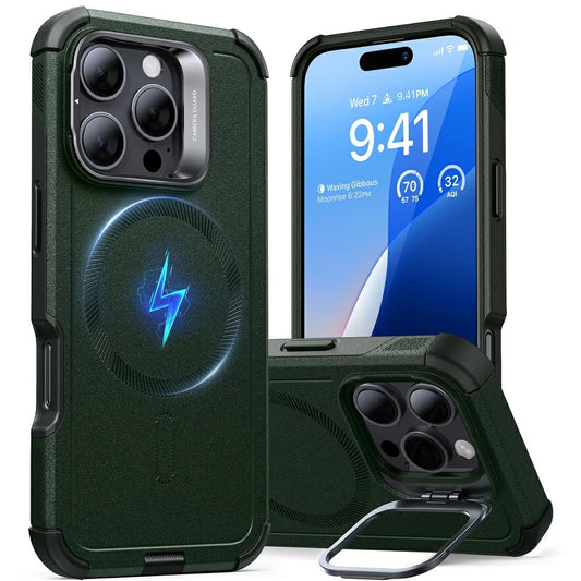 Θήκη MagSafe για Apple iPhone 16 Pro Max, ESR, Cyber Armor Kickstand, Πράσινη