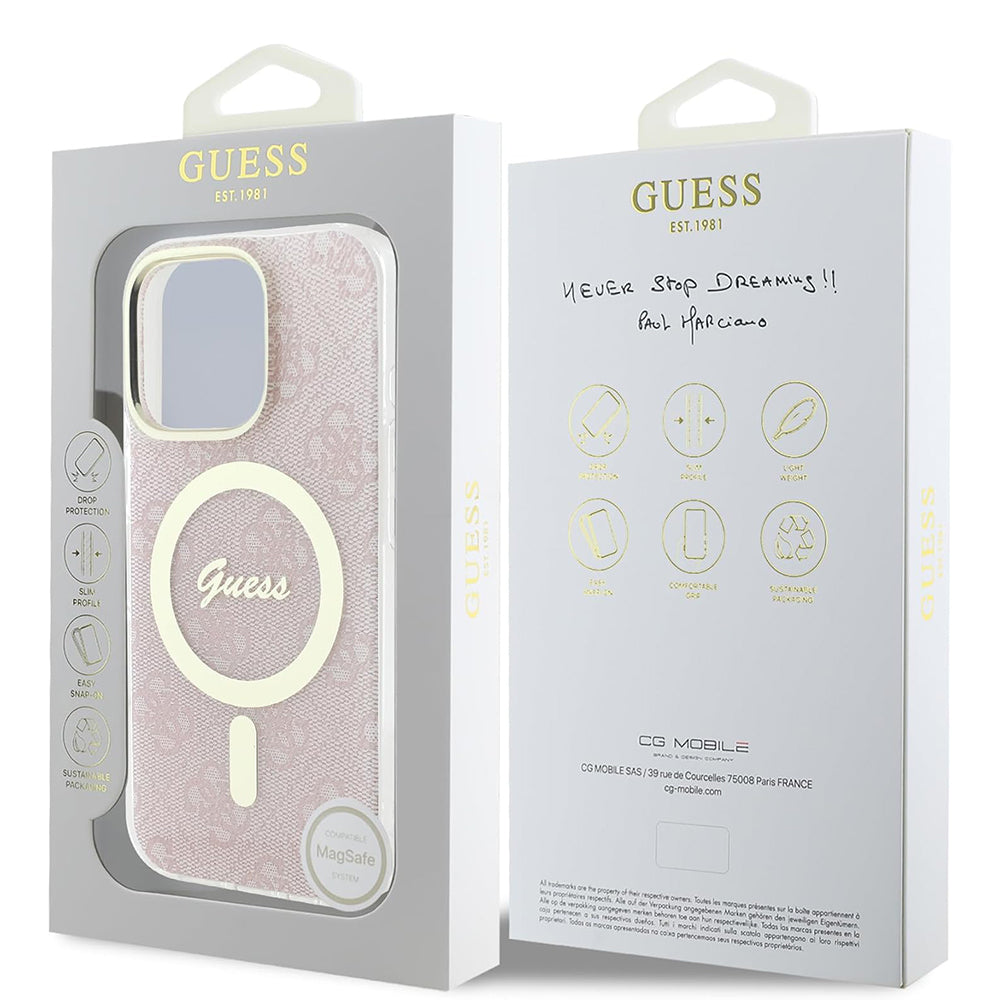 Θήκη MagSafe για Apple iPhone 16 Pro Max, Guess, IML 4G, Ροζ