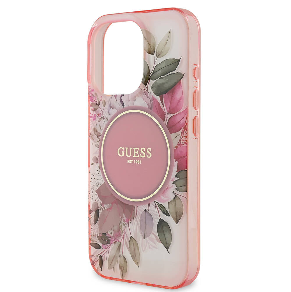 Θήκη MagSafe για Apple iPhone 16 Pro Max, Guess, IML Flower & Tonal Circle, Ροζ