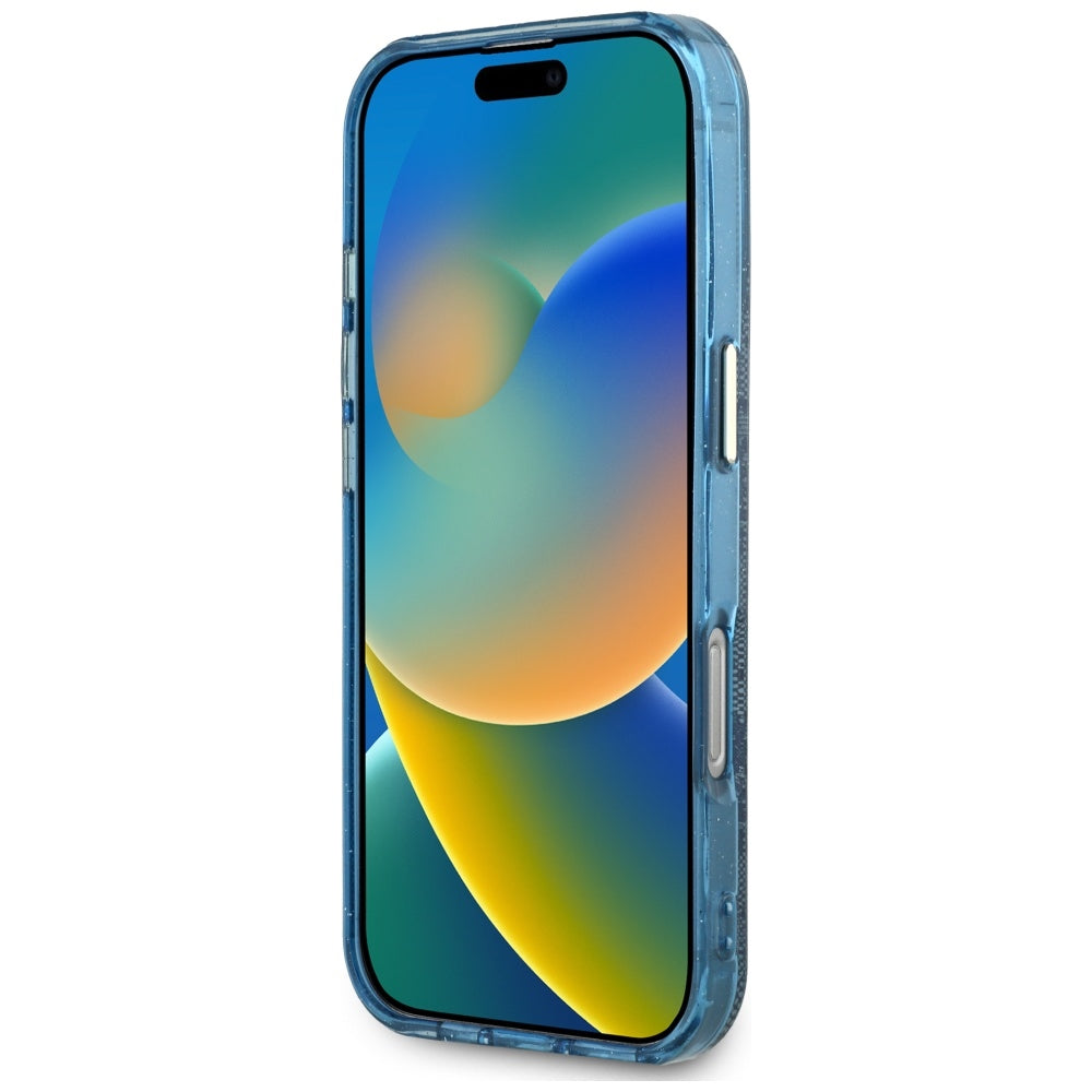 Θήκη MagSafe για Apple iPhone 16 Pro Max, Guess, IML Glitter 4G Circle Triangle, Μπλε