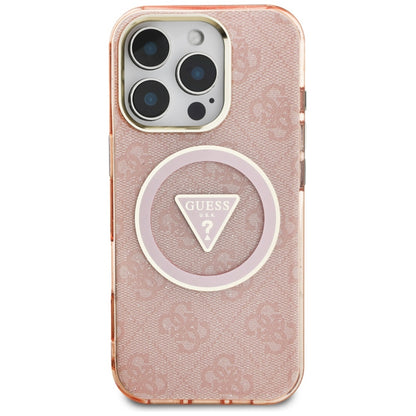Θήκη MagSafe για Apple iPhone 16 Pro Max, Guess, IML Glitter 4G Circle Triangle, Ροζ