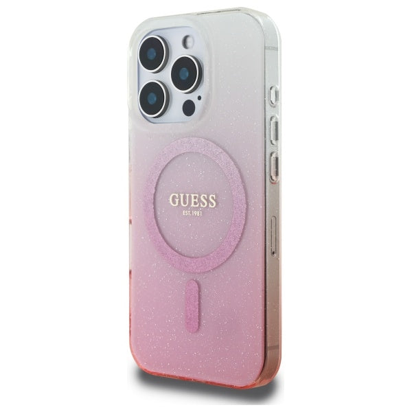 Θήκη MagSafe για Apple iPhone 16 Pro Max, Guess, IML Glitter Gradient, Ροζ