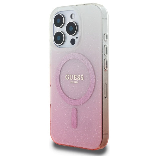 Θήκη MagSafe για Apple iPhone 16 Pro Max, Guess, IML Glitter Gradient, Ροζ