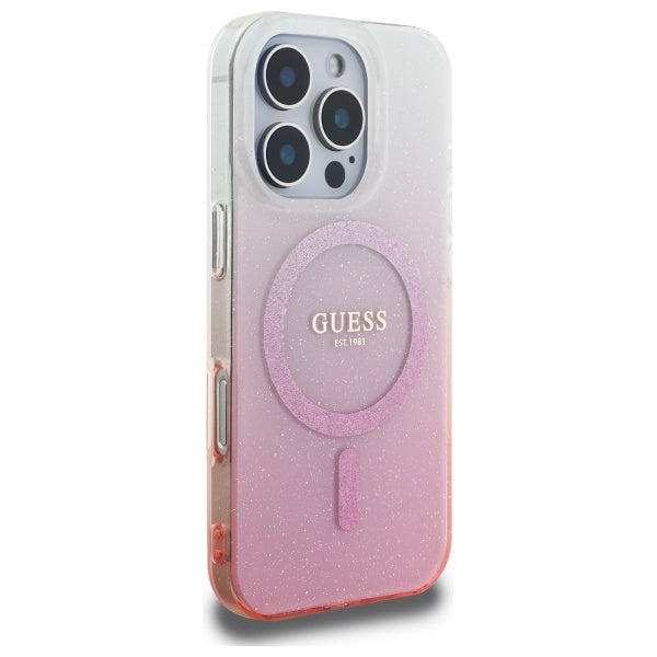Θήκη MagSafe για Apple iPhone 16 Pro Max, Guess, IML Glitter Gradient, Ροζ