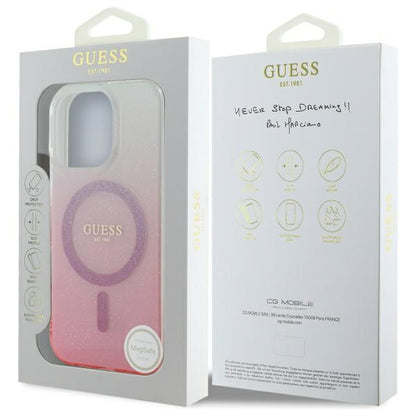 Θήκη MagSafe για Apple iPhone 16 Pro Max, Guess, IML Glitter Gradient, Ροζ