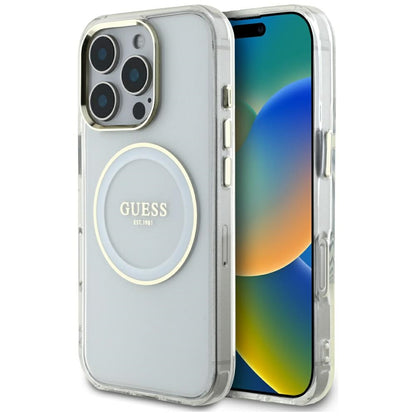 Θήκη MagSafe για Apple iPhone 16 Pro Max, Guess, IML Metal Colored Circle, Λευκή