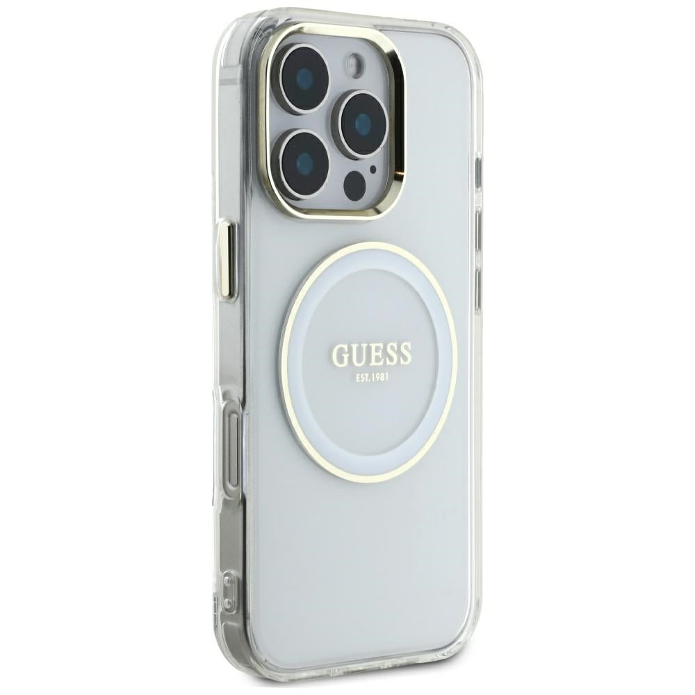 Θήκη MagSafe για Apple iPhone 16 Pro Max, Guess, IML Metal Colored Circle, Λευκή