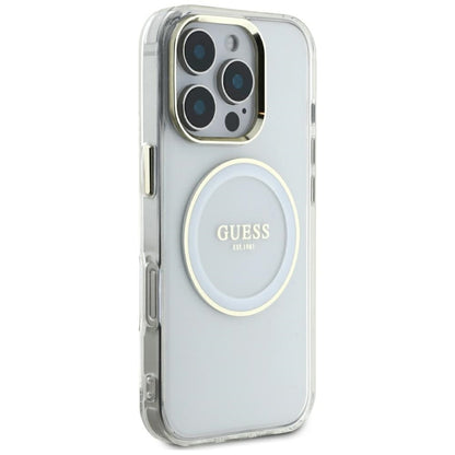 Θήκη MagSafe για Apple iPhone 16 Pro Max, Guess, IML Metal Colored Circle, Λευκή