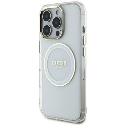 Θήκη MagSafe για Apple iPhone 16 Pro Max, Guess, IML Metal Colored Circle, Λευκή