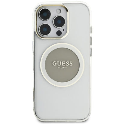 Θήκη MagSafe για Apple iPhone 16 Pro Max, Guess, IML Metal Colored Circle, Γκρι