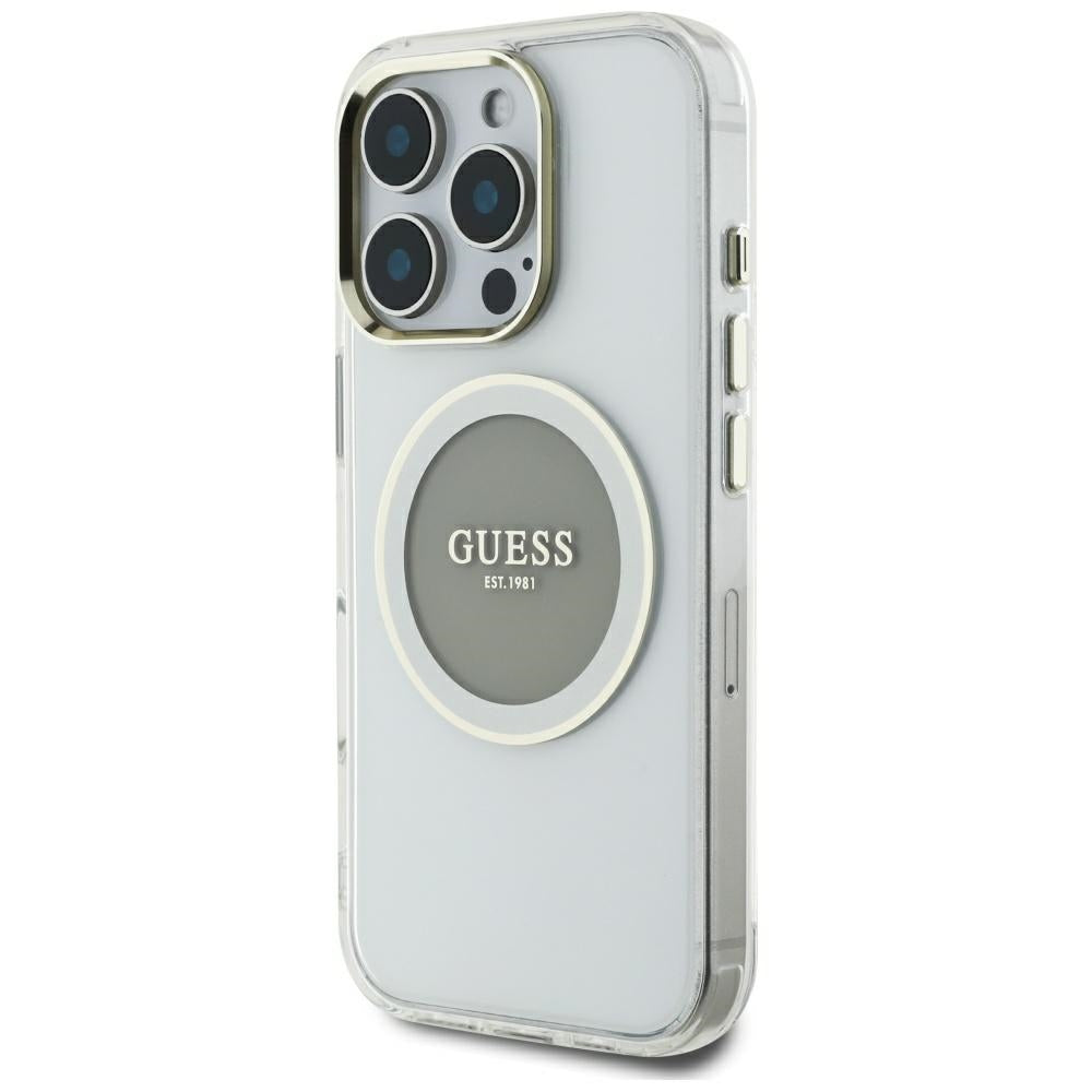 Θήκη MagSafe για Apple iPhone 16 Pro Max, Guess, IML Metal Colored Circle, Γκρι