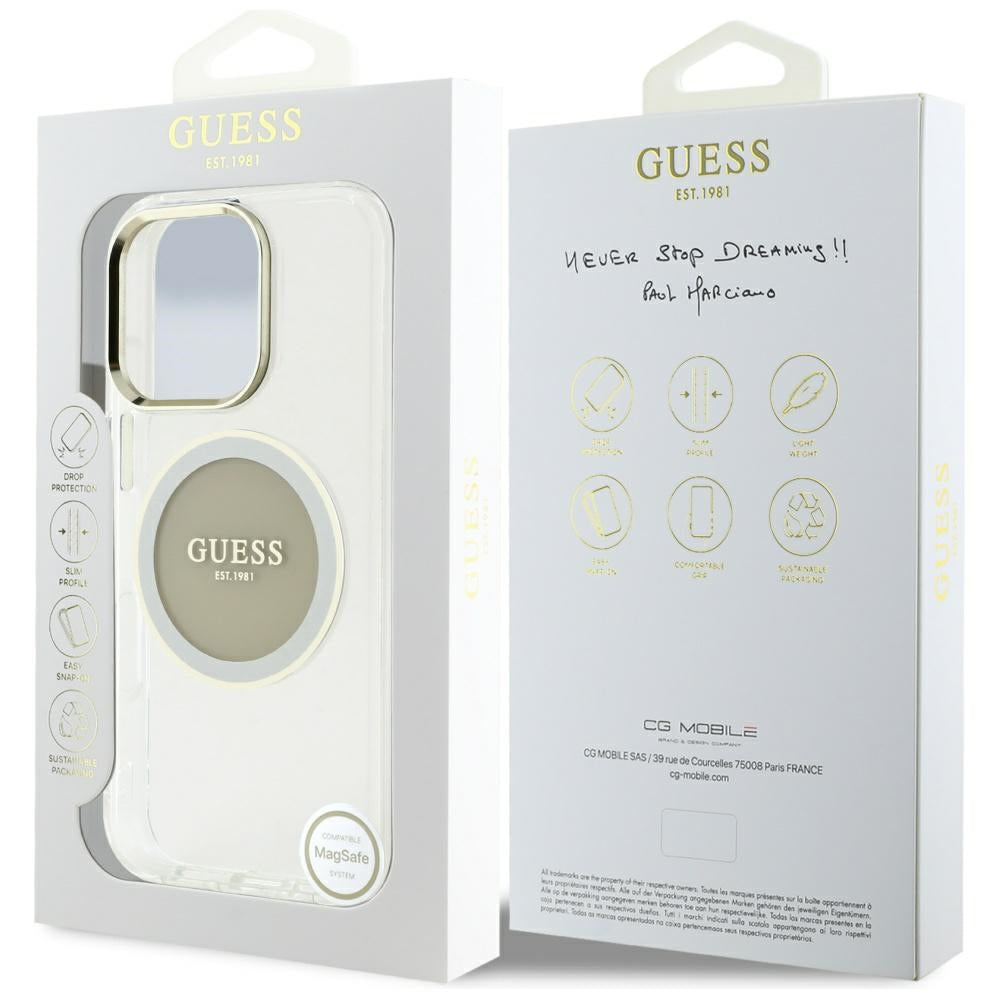 Θήκη MagSafe για Apple iPhone 16 Pro Max, Guess, IML Metal Colored Circle, Γκρι