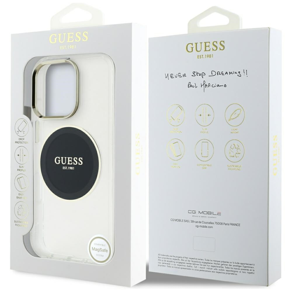 Θήκη MagSafe για Apple iPhone 16 Pro Max, Guess, IML Metal Colored Circle, Μαύρη