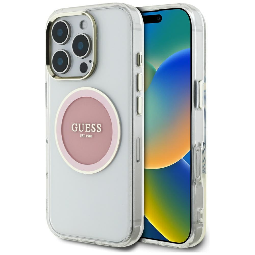 Θήκη MagSafe για Apple iPhone 16 Pro Max, Guess, IML Metal Colored Circle, Ροζ