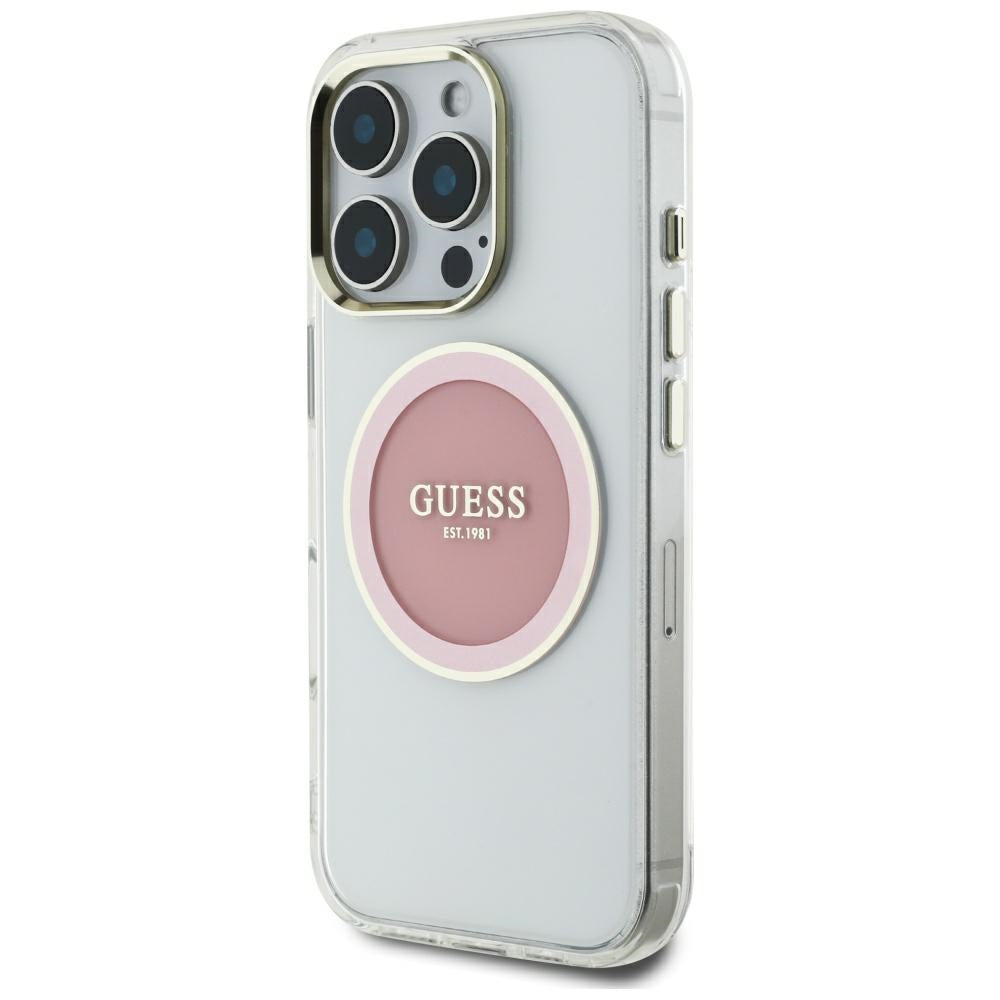 Θήκη MagSafe για Apple iPhone 16 Pro Max, Guess, IML Metal Colored Circle, Ροζ