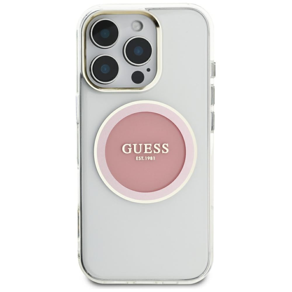 Θήκη MagSafe για Apple iPhone 16 Pro Max, Guess, IML Metal Colored Circle, Ροζ