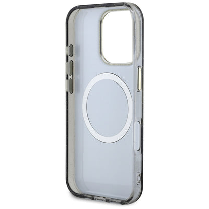 Θήκη MagSafe για Apple iPhone 16 Pro Max, Guess, IML Metal Glitter Flowers Triangle, Μαύρη