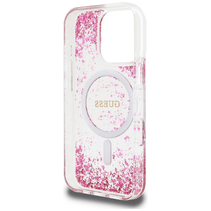 Θήκη MagSafe για Apple iPhone 16 Pro Max, Guess, Resin Bottom Glitter, Ροζ