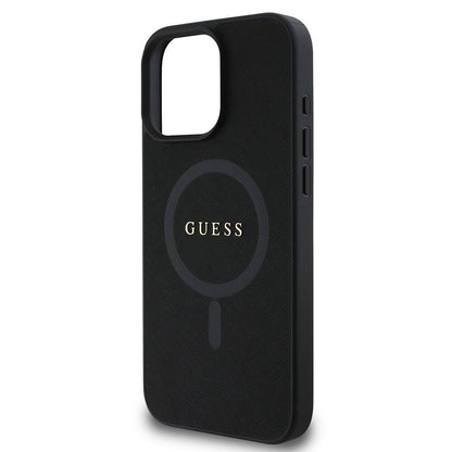 MagSafe Case for Apple iPhone 16 Pro Max, Guess, Saffiano Classic Logo, Black